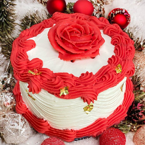Bolo Decorado com chantilly tema natal